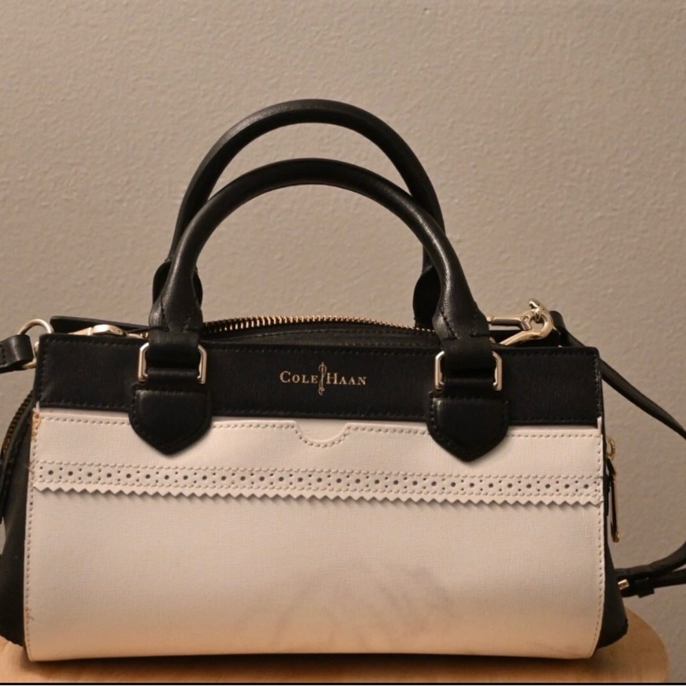 Cole Haan Black and White Satchel Bag